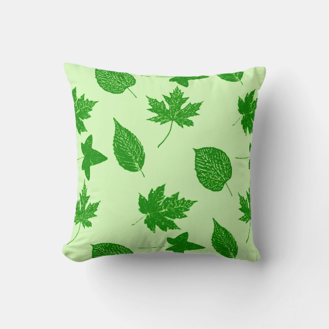 Autumn leaves - emerald and lime green cushion (Front)