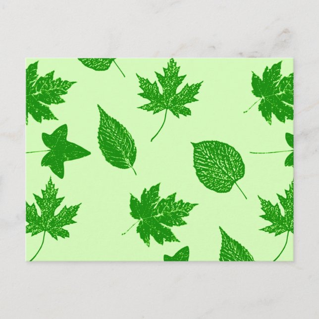 Autumn leaves - emerald and lime green postcard (Front)
