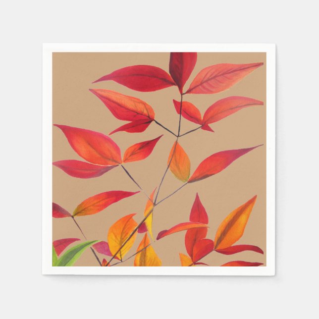 Autumn leaves fall art homeware napkin (Front)