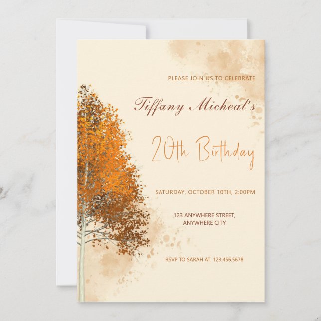 Autumn leaves Fall Birthday Party Invitation (Front)