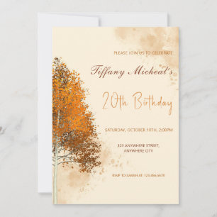 Autumn leaves Fall Birthday Party Invitation