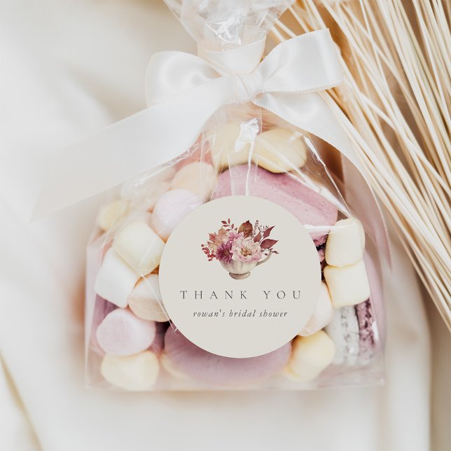 Autumn Leaves Fall Bridal Shower Tea Favour Classic Round Sticker (Creator Uploaded)