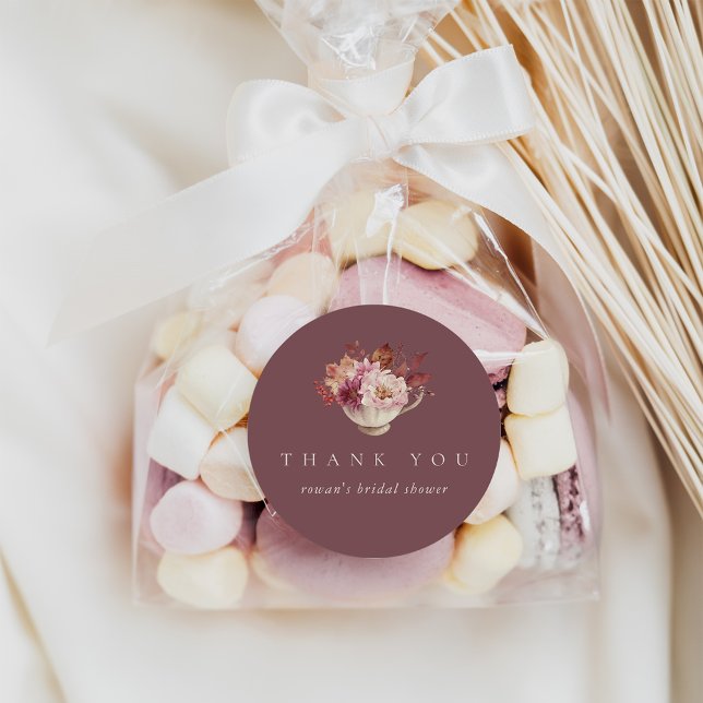 Autumn Leaves Fall Bridal Shower Tea Favour Classic Round Sticker (Creator Uploaded)