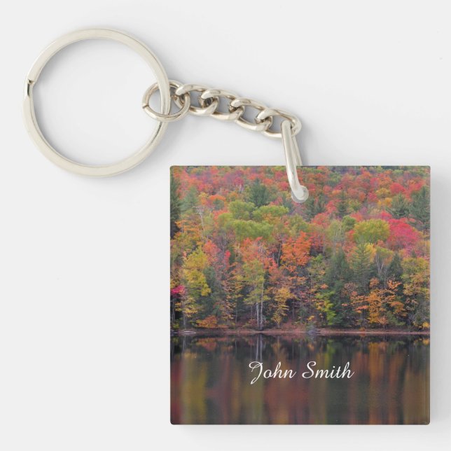 Autumn Leaves Fall Colour Scene Keychain (Front)