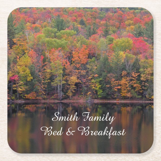 Autumn Leaves Fall Colour Scene Paper Coaster (Front)
