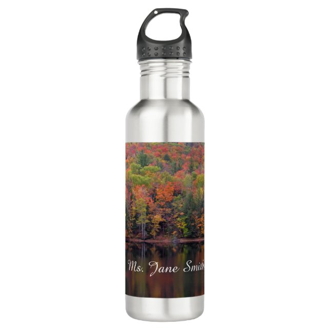 Autumn Leaves Fall Colour Scene Water Bottle (Front)