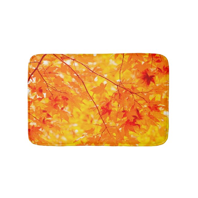 Autumn Leaves Fall Colour Trees Yellow Bath Mat (Front)