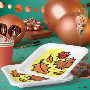 Autumn Leaves Fall Colourful Seasonal Leaf Art Paper Plate