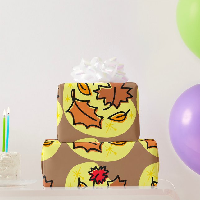 Autumn Leaves Fall Colourful Seasonal Leaf Art  Wrapping Paper (Creator Uploaded)