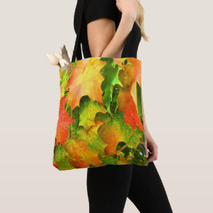 Autumn Leaves Fall Colours Orange Green Yellow Tote Bag