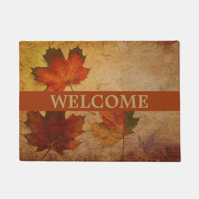 Autumn Leaves Fall Colours Welcome Doormat (Front)