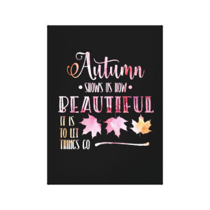 Autumn leaves, fall - Goodbye, poem. Calligraphy Canvas Print