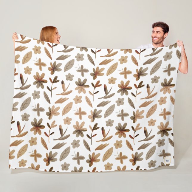 Autumn leaves fall in warm winter Cosy floral Fleece Blanket (In Situ)