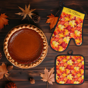 Autumn Leaves, Fall Leaves, Colourful Leaves Oven Mitt & Pot Holder Set