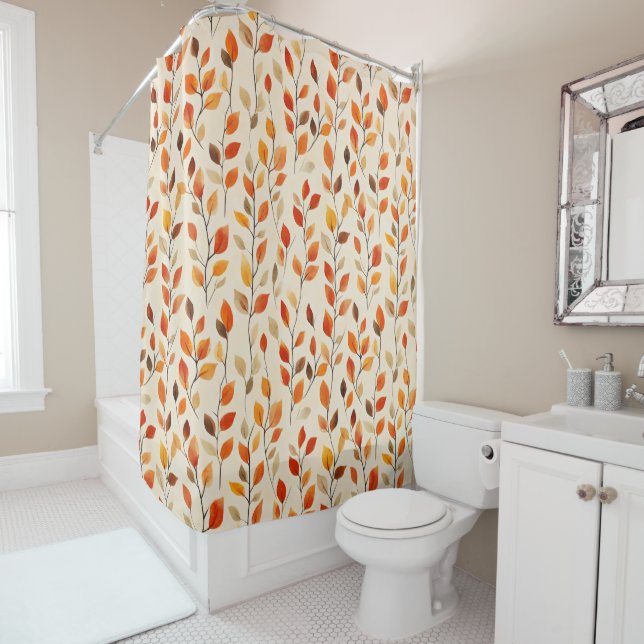 Autumn Leaves Fall Pattern Shower Curtain (In Situ)