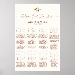 Autumn Leaves Fall Reception Alphabetical Seating Poster