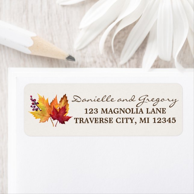 Autumn Leaves Fall Return Address Label (Insitu)