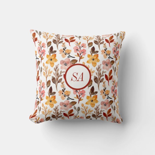 Autumn Leaves Fall Season Floral Cushion (Front)