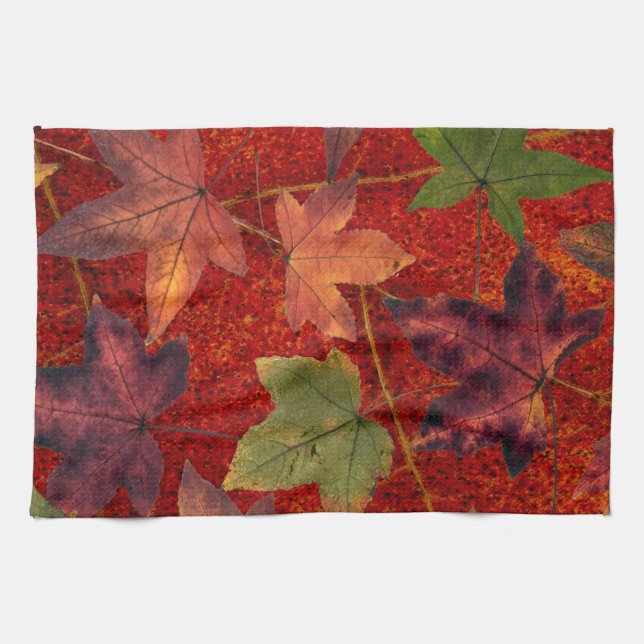 Autumn Leaves Fall Season Tree Leaf Colourful Tea Towel (Horizontal)