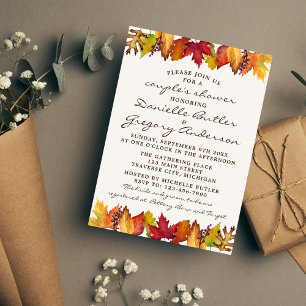 Autumn Leaves Fall Wedding Couple's Shower Invitation