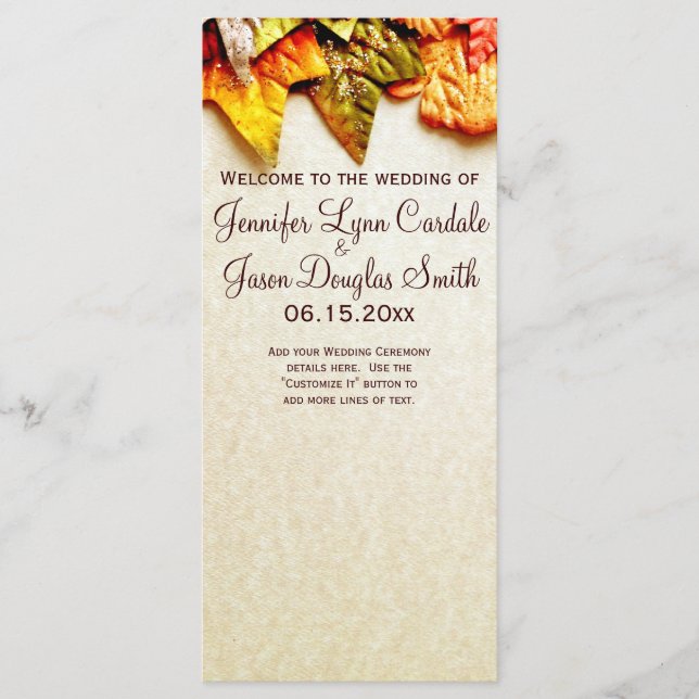 Autumn Leaves Fall Wedding Programs Programme (Front)
