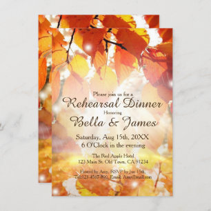 Autumn Leaves Fall Wedding Rehearsal Invitations