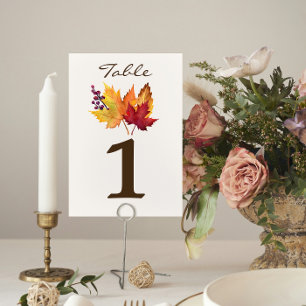 Autumn Leaves Fall Wedding Table Number