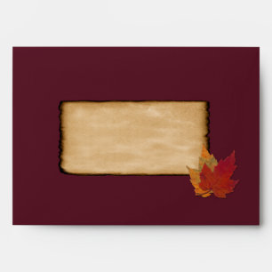 Autumn Leaves FAUX Burlap A7 Envelope(Invite) Wine Envelope
