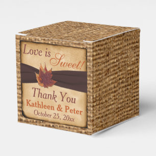 Autumn Leaves, FAUX Burlap Favour Box - Brown