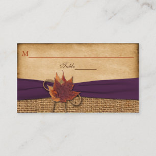 Autumn Leaves FAUX Burlap Place Card