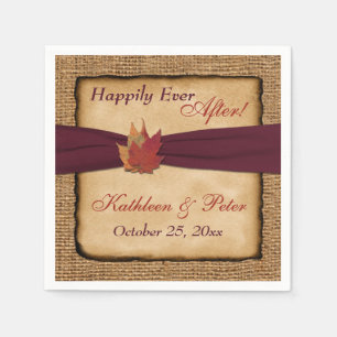 Autumn Leaves, FAUX Burlap Wedding Napkins 6