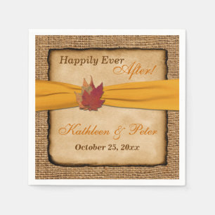 Autumn Leaves, FAUX Burlap Wedding Napkins 9