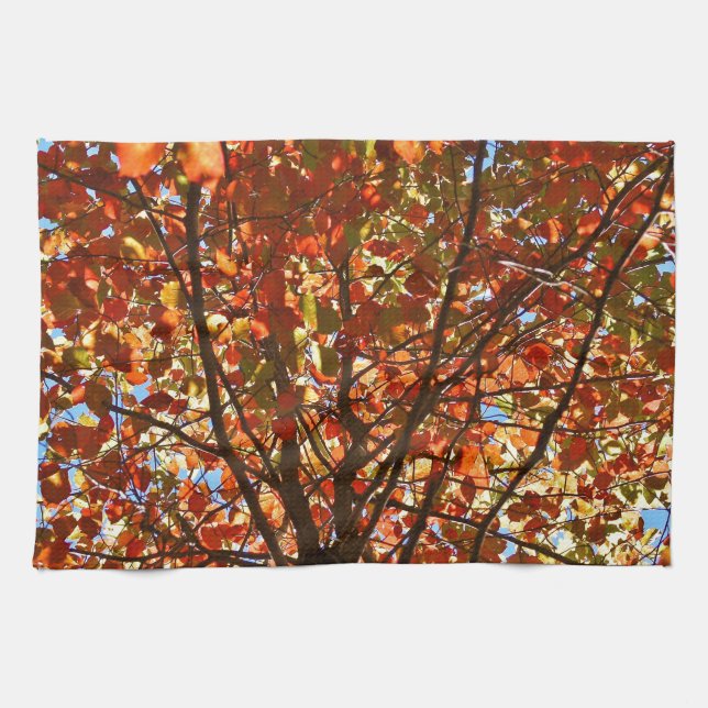 Autumn Leaves Fireworks Tea Towel (Horizontal)
