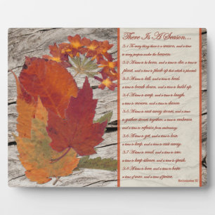 Autumn Leaves, Flowers Biblical Verses on Seasons Plaque