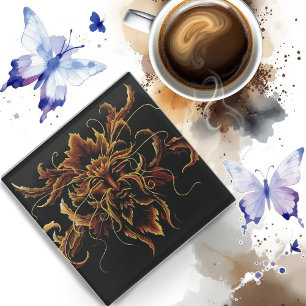 Autumn Leaves Forest Dryad Spirit Green Man Glass Coaster