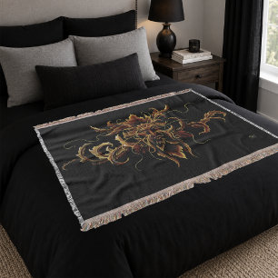 Autumn Leaves Forest Dryad Spirit Green Man Throw Blanket