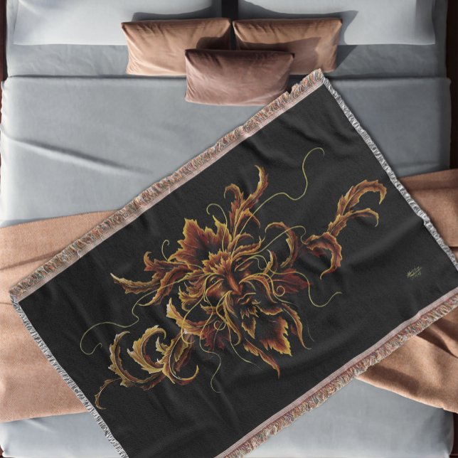 Autumn Leaves Forest Dryad Spirit Green Man  Throw Blanket (Creator Uploaded)