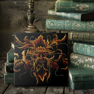 Autumn Leaves Forest Dryad Spirit Green Man  Tile