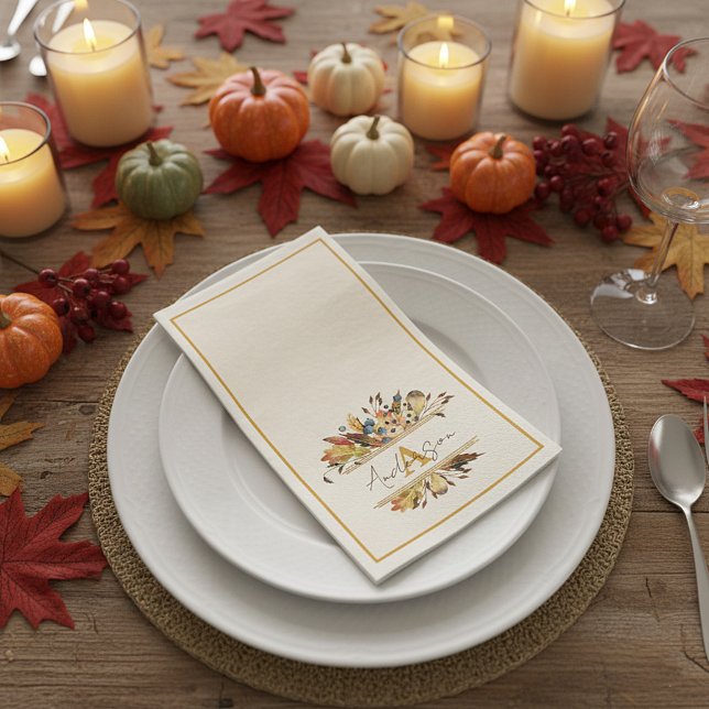 Autumn leaves frame personalised  napkin (Creator Uploaded)