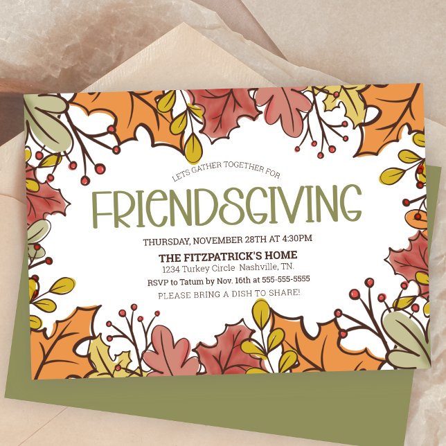 Autumn Leaves Friendsgiving Dinner Invitation (Autumn Leaves Friendsgiving Dinner Invitation)