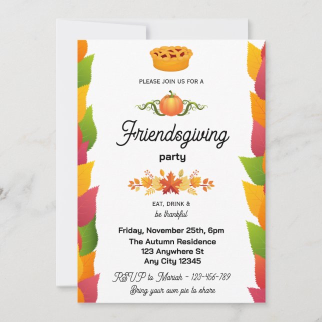 Autumn Leaves Friendsgiving Invitation (Front)