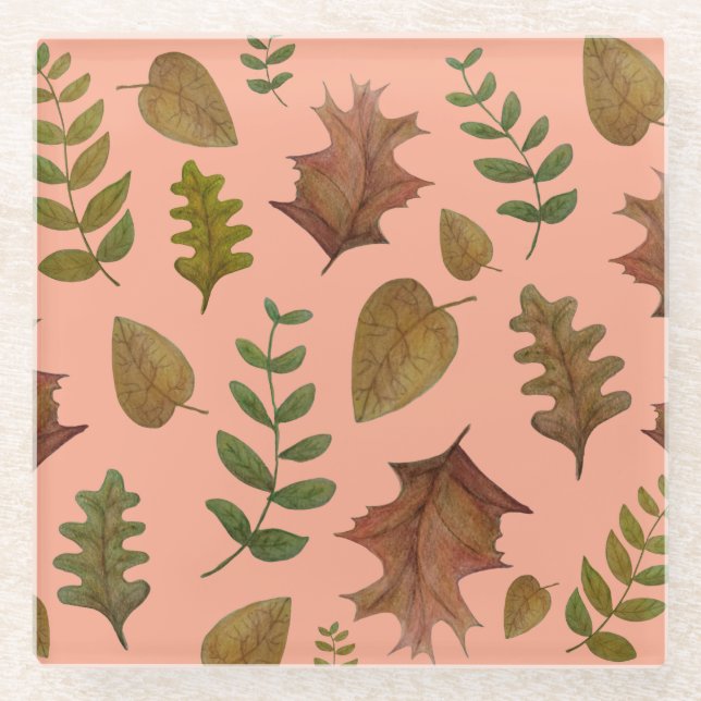 Autumn leaves glass coaster (Front)