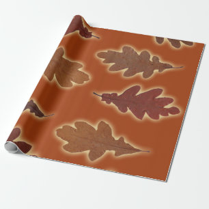 Autumn Leaves Glow on Custom Colour Wrapping Paper