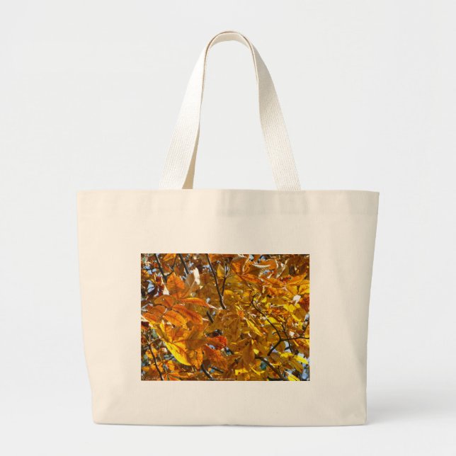 Autumn Leaves Gold Gifts Apparel Collectibles Large Tote Bag (Front)