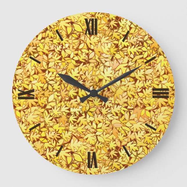 Autumn leaves, golden yellow large clock (Front)