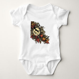 Autumn leaves. Halloween pattern. Baby Bodysuit