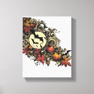 Autumn leaves. Halloween pattern. Canvas Print