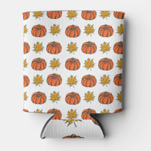 Autumn Leaves: Hand-Drawn Pumpkin Pattern Can Cooler