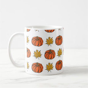 Autumn Leaves: Hand-Drawn Pumpkin Pattern Coffee Mug