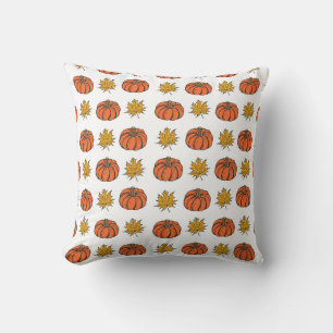 Autumn Leaves: Hand-Drawn Pumpkin Pattern Cushion